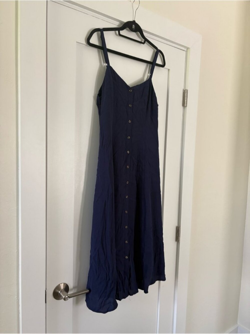 NWT Forever 21 Navy Blue Button-Front Cami Midi Dress - Large